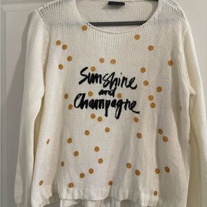 Wooden Ships White Sweater with Gold Polka Dots